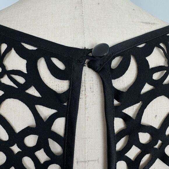Muse Laser Cut Dress Sz 8 Black Navy Eyelet Party Cocktail Formal Wedding Lace - Picture 9 of 15